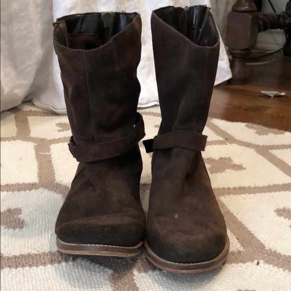 Brown suede mid calf boots size 8 - Picture 2 of 8